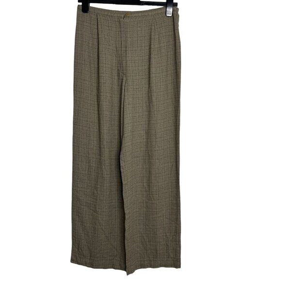 Eileen Fisher Pants - Eileen Fisher Check Print Straight Leg Pant Taupe Black Small Vintage 8 Rayon